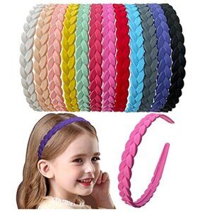 Girls Women Colorful Headbands 12pcs Pigtail Hairbands Plastic Hard Hair Hoops